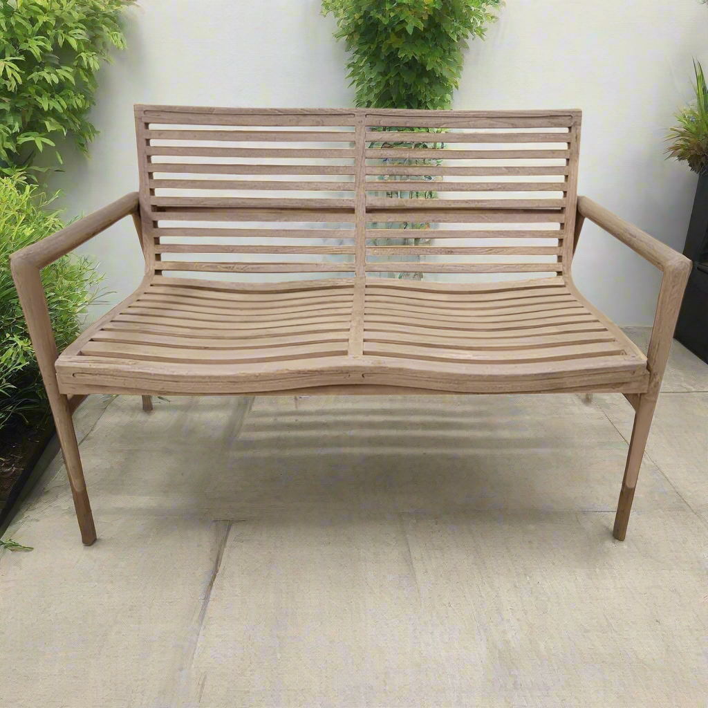 Teak Wood Outdoor 2 Seater Bench with Cushions - TH10 - Uneeka
