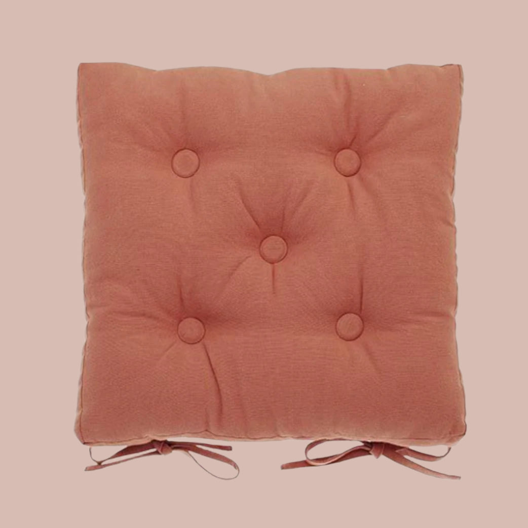 Terracotta Cotton Seat Pad with Ties - SPSPT - Uneeka