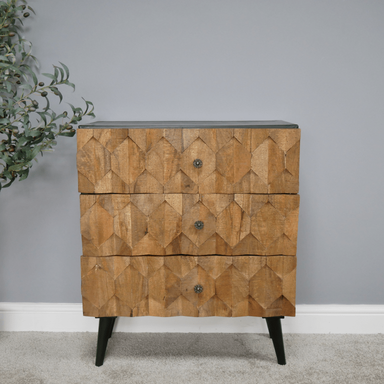 Textured Mango Wood Chest of Drawers - 6346 - Uneeka