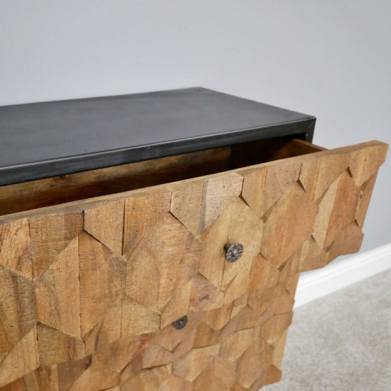 Textured Mango Wood Chest of Drawers - 6346 - Uneeka