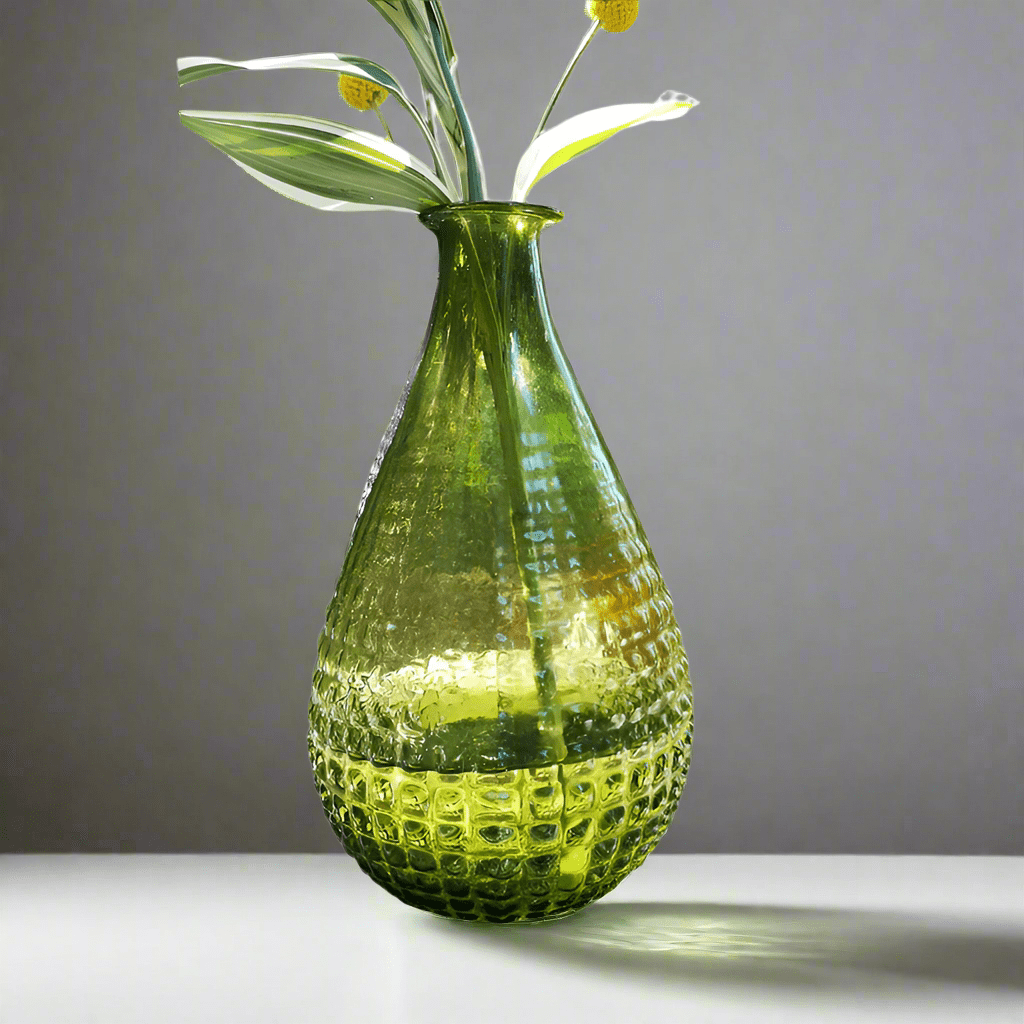 Textured Recycled Glass Bottle Vase - XCV06067 - Uneeka