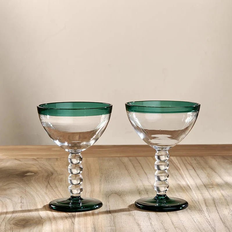 Thimma Clear & Teal Champagne Glass - TG0601 - Uneeka