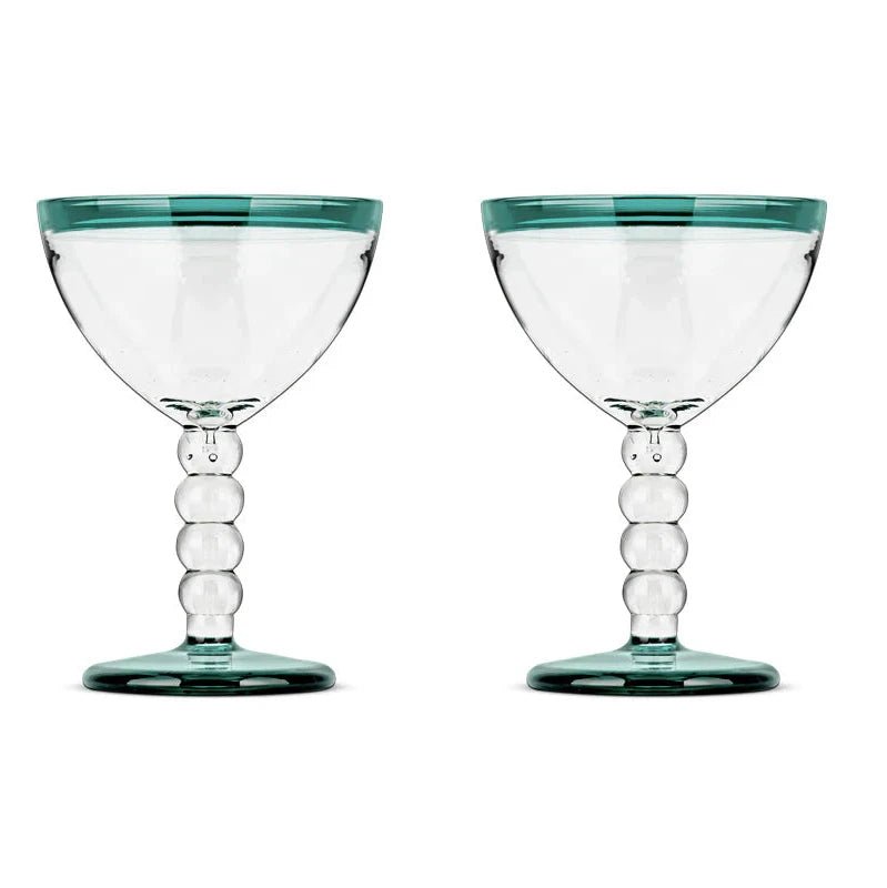 Thimma Clear & Teal Champagne Glass - TG0601 - Uneeka