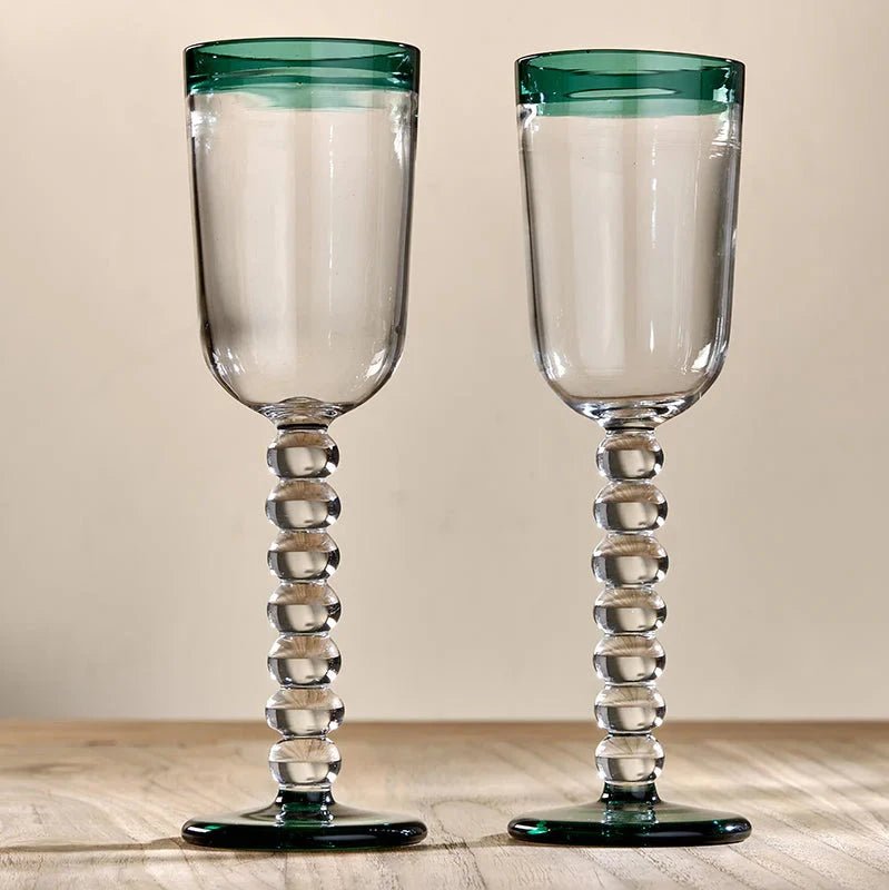 Thimma Clear & Teal Wine Glass - TG0501 - Uneeka