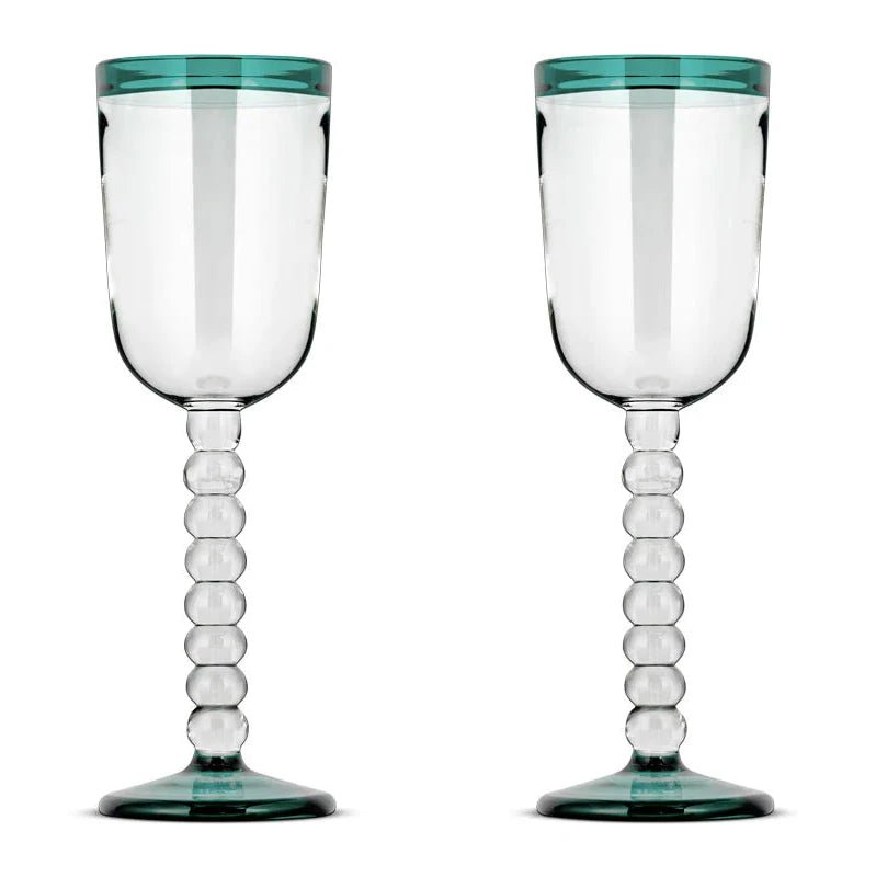 Thimma Clear & Teal Wine Glass - TG0501 - Uneeka