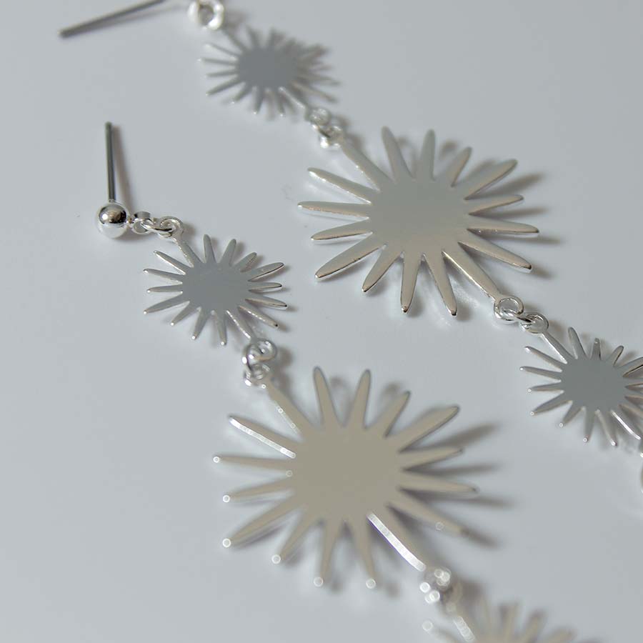 Three Drop Sun Shape Earrings - CE - 4280 - GD - Uneeka