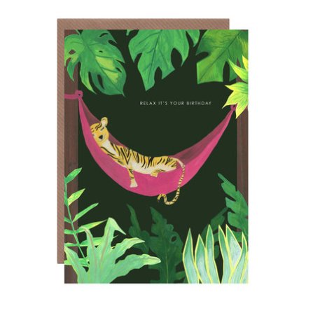 Tiger In Hammock Birthday Card - HCWB100 - Uneeka