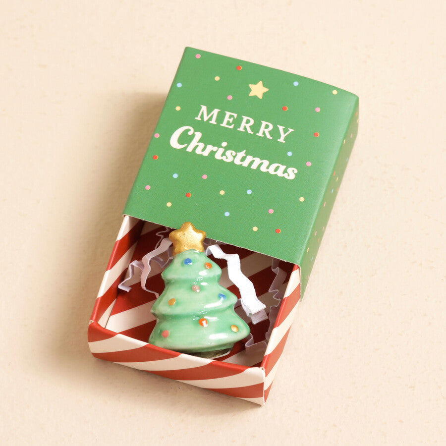Tiny Matchbox Ceramic Christmas Tree Token - 74738 - Uneeka