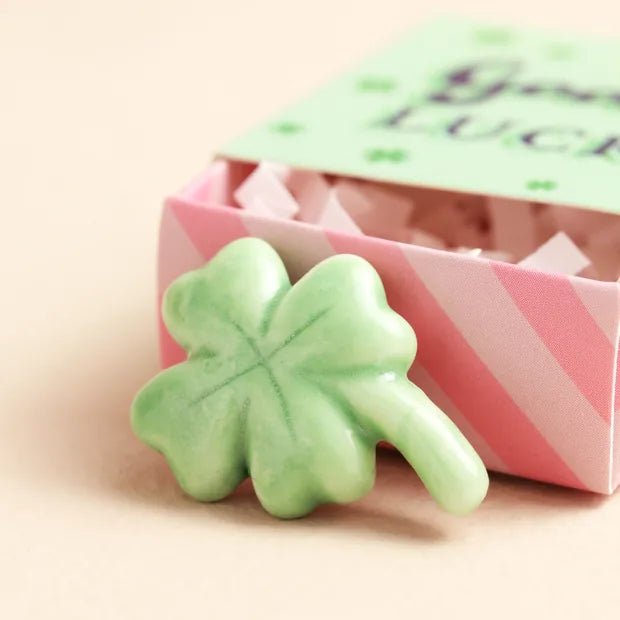 Tiny Matchbox Ceramic Good Luck Clover Token - 72821 - Uneeka