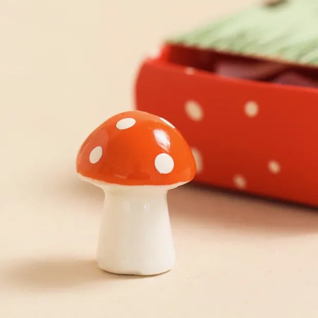 Tiny Matchbox Ceramic Mushroom Love Token - 74745 - Uneeka