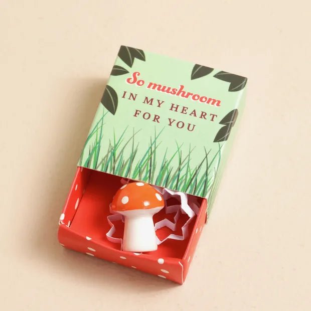 Tiny Matchbox Ceramic Mushroom Love Token - 74745 - Uneeka