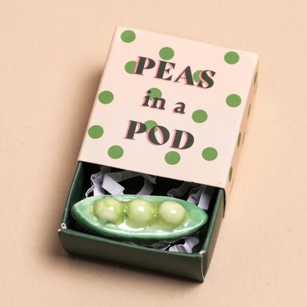 Tiny Matchbox Ceramic Peas in a Pod Token - 76647 - Uneeka