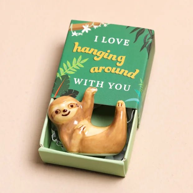 Tiny Matchbox Ceramic Sloth Token - 76641 - Uneeka