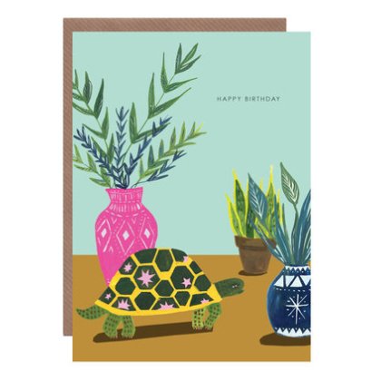 Tortoise & Plants Birthday Card - HCWB133 - Uneeka