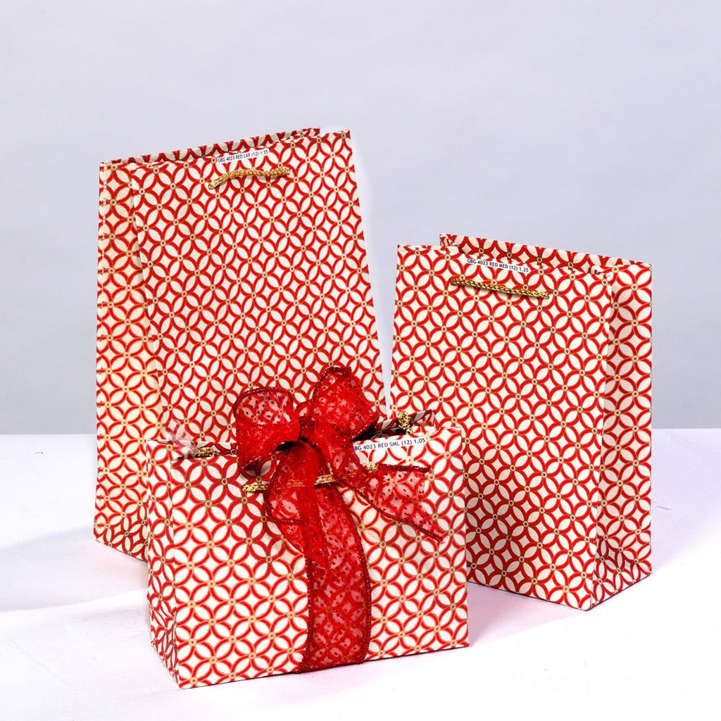 Trellis Print Gift Bags - GBG4023R - mini - Uneeka