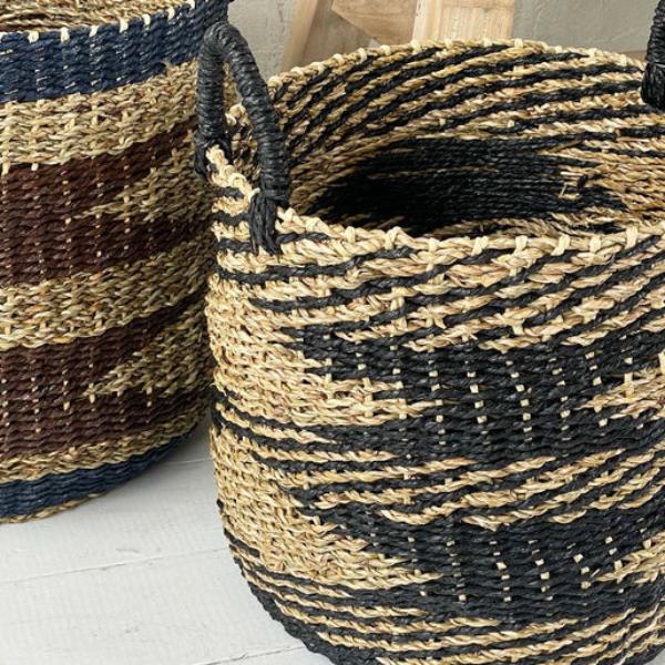 Tribal Style Geometric Seagrass Basket - BBBAS23465LS - SMALL - Uneeka