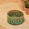 Turquoise Striped Seagrass Round Basket - BSK15 - SMALL - Uneeka