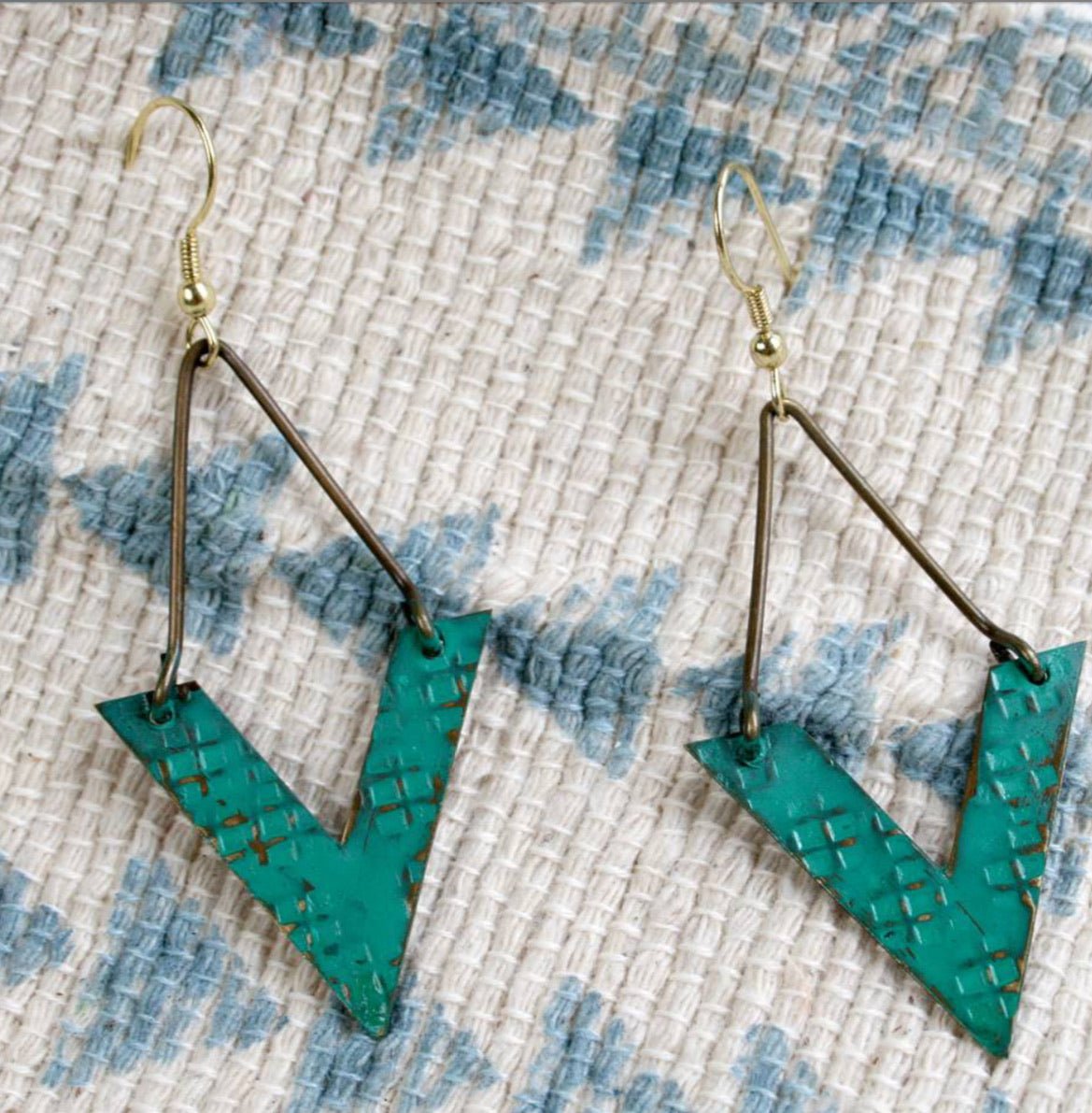 Turquoise V Shape Earrings - TARTU1701 - Uneeka