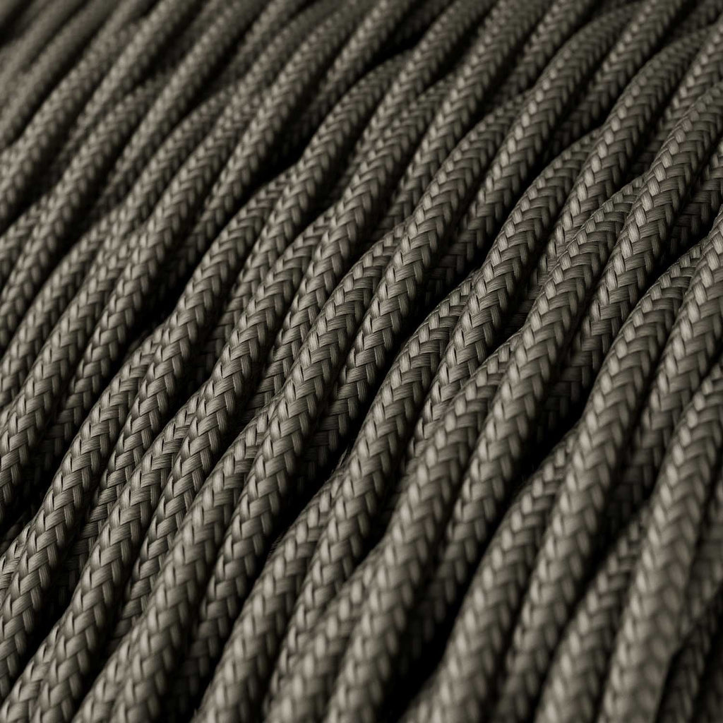 Twisted 3 Core Electrical Cable Covered with Rayon in Dark Grey - XZ3TM26 - Uneeka