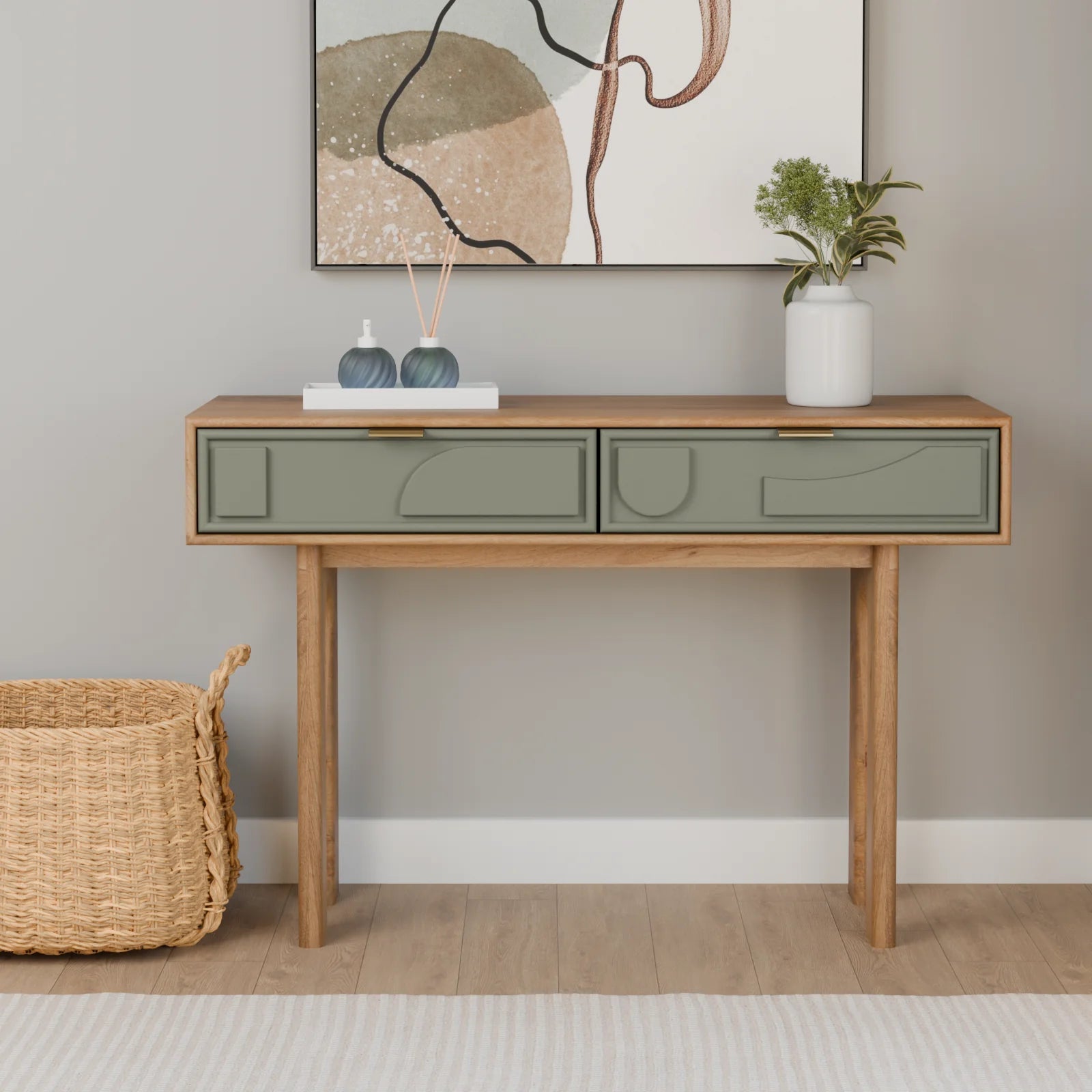 Two Drawer Abstract Console Table - TRCO00008A - Uneeka