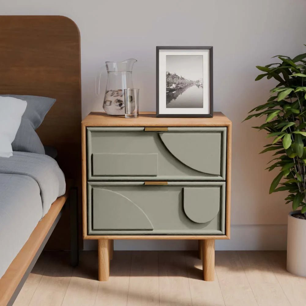 Two Drawer Abstract Side Table - TRST00018A - Uneeka