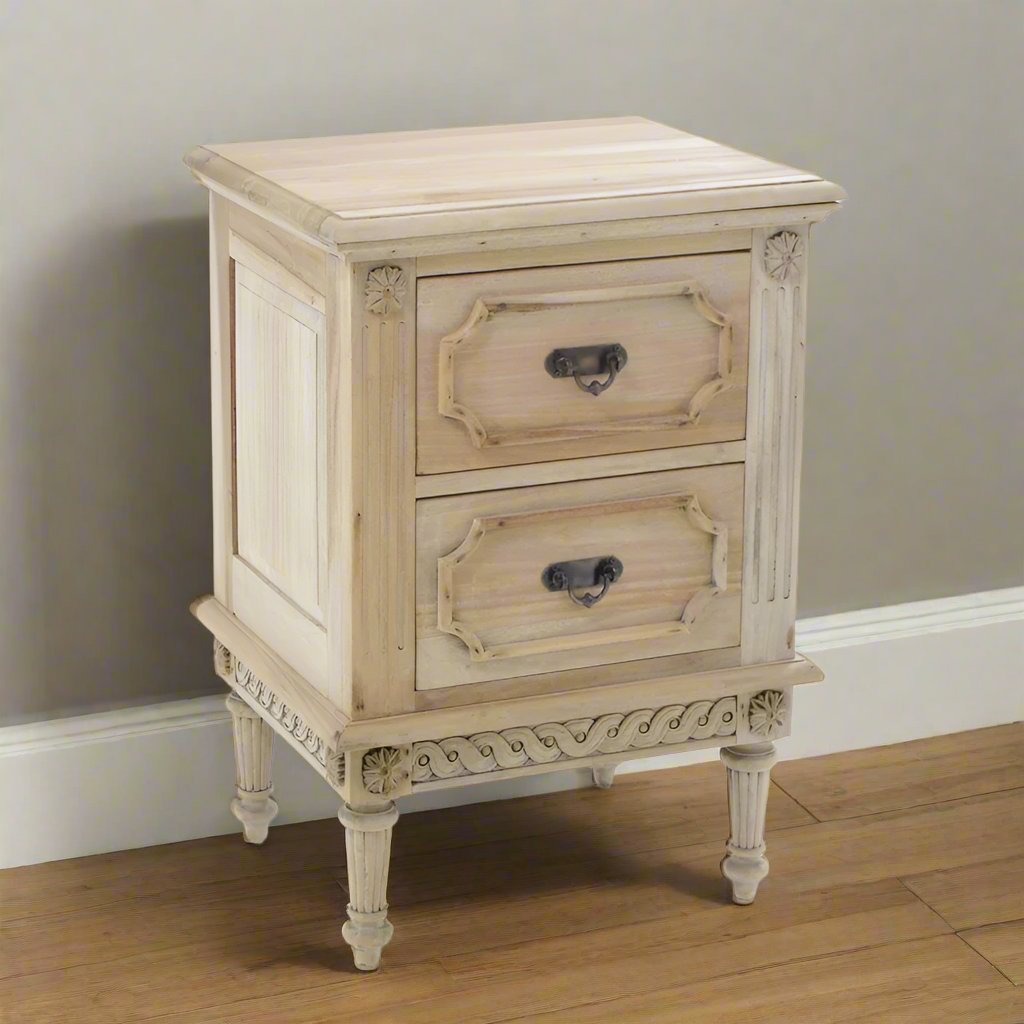 Two Drawer Vintage Bedside Table - VIN160 - Uneeka