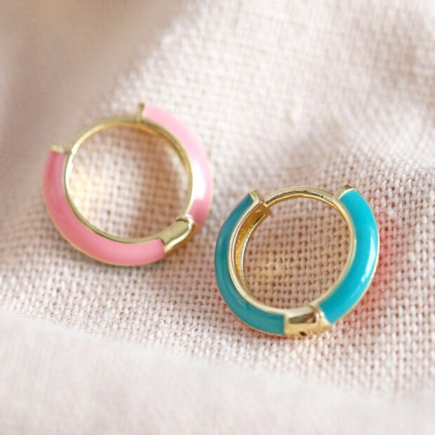 Two - Tone Enamel Huggie Hoops* - 49772 - Uneeka