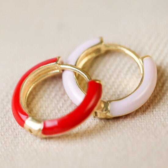 Two - Tone Enamel Huggie Hoops* - 58489 - Uneeka
