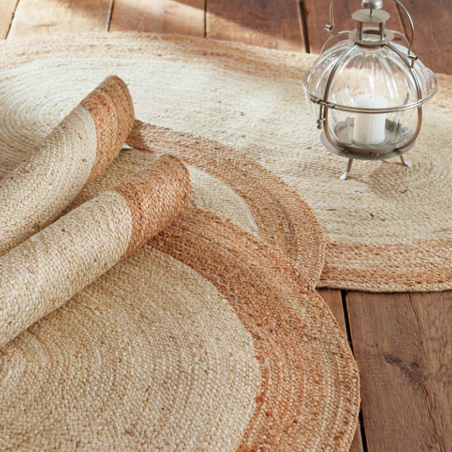 Two Tone Natural Jute Rug - R8OV35 - Uneeka