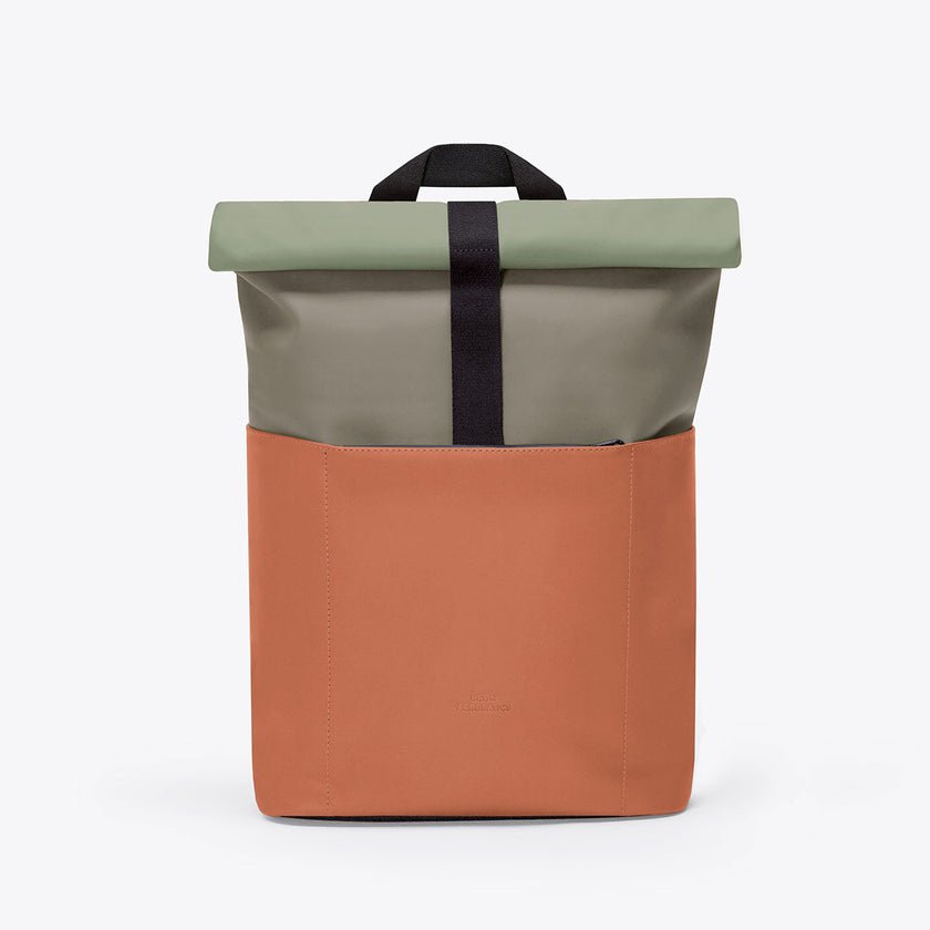 Two Tone Recycled Plastic Backpack - Hajo Mini Lotus Grey - Canyon Rust - Uneeka