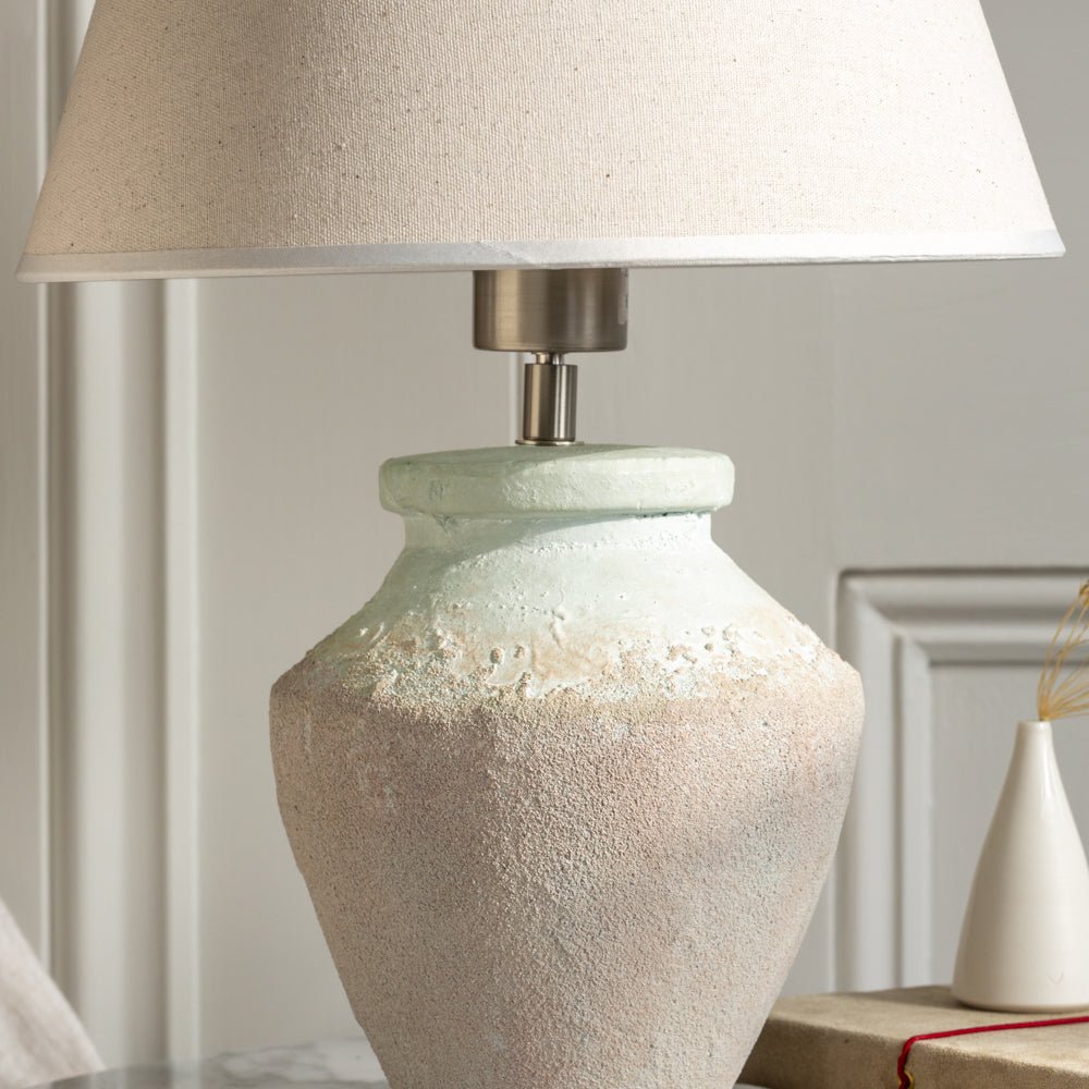 Two Tone Stoneware Lamp with Cream Shade - YH21201 - Uneeka