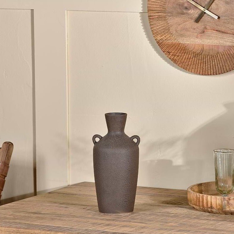 Varkala Black Ceramic Decorative Vase - VV0102 - Uneeka