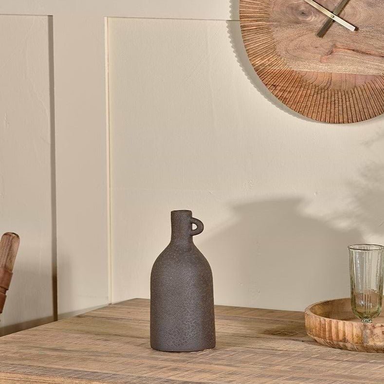 Varkala Black Ceramic Decorative Vase - VV0102 - Uneeka