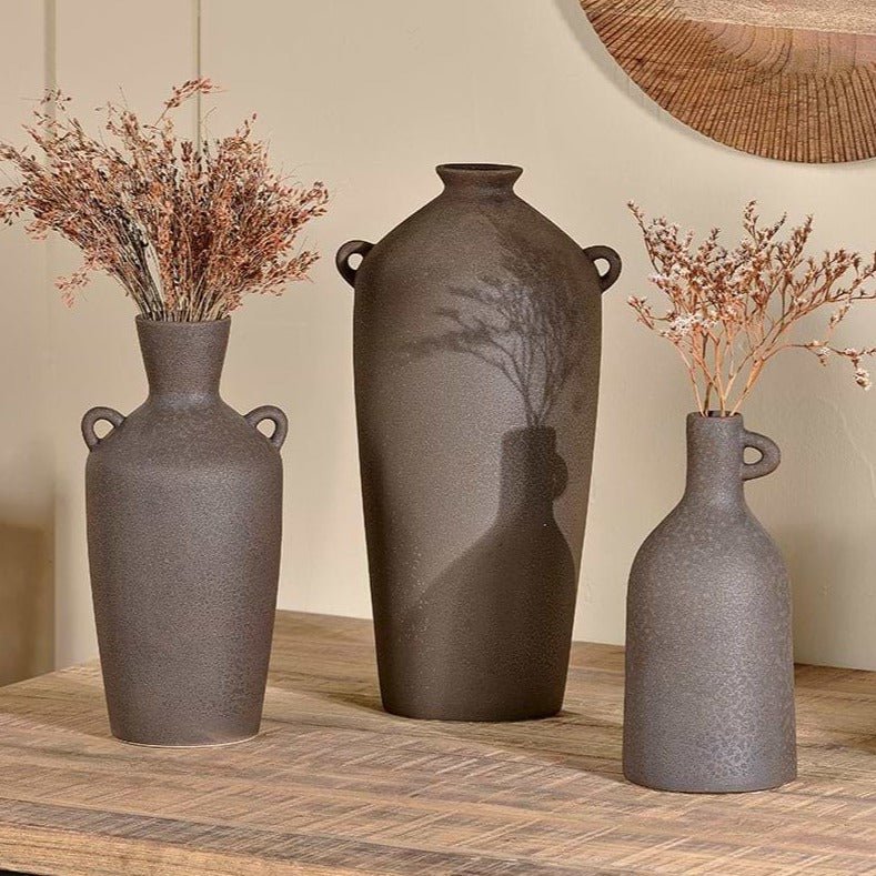 Varkala Black Ceramic Decorative Vase - VV0102 - Uneeka