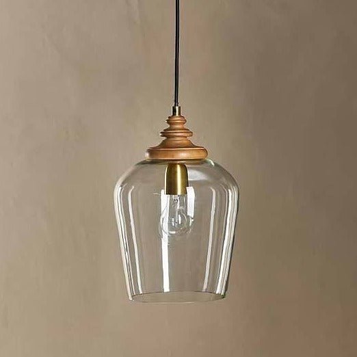 Varuna Mango Wood & Clear Glass Hanging Lamp - VL0301 - Uneeka