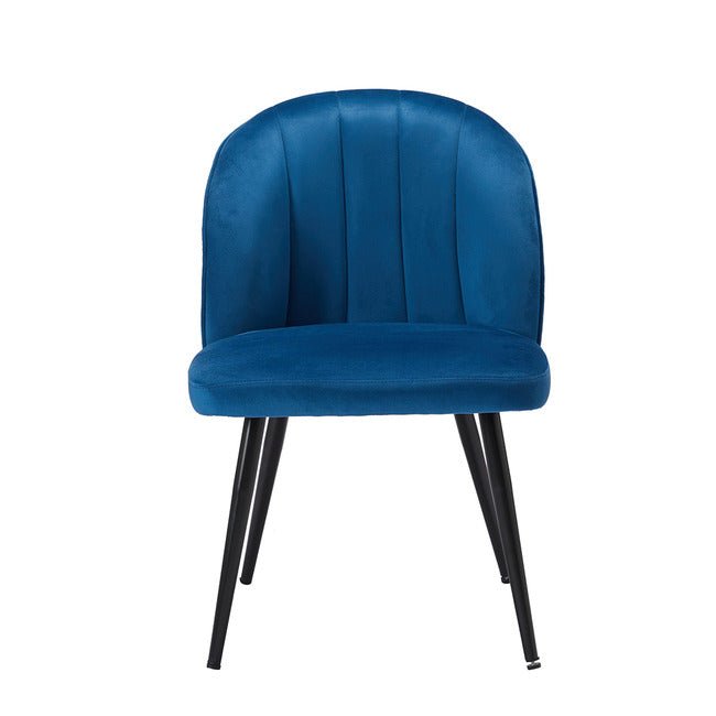 Velvet Scalloped Back Dining Chair - ORLABLUE - Uneeka