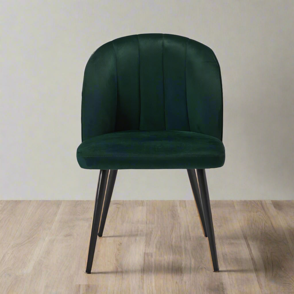 Velvet Scalloped Back Dining Chair - ORLAGREEN - Uneeka
