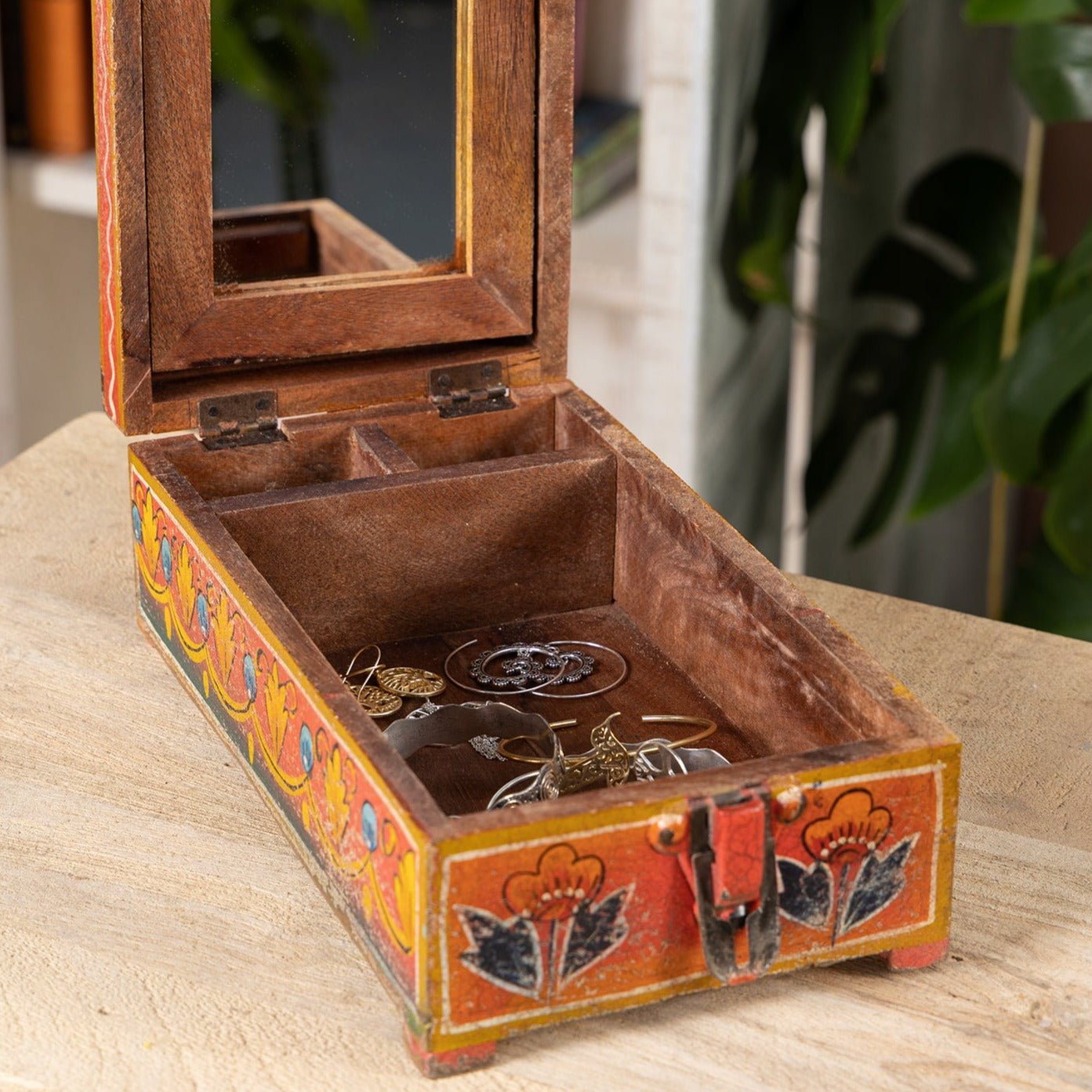 Vintage Hand Painted Mirror Jewellery Box - MRBOX1 - Uneeka