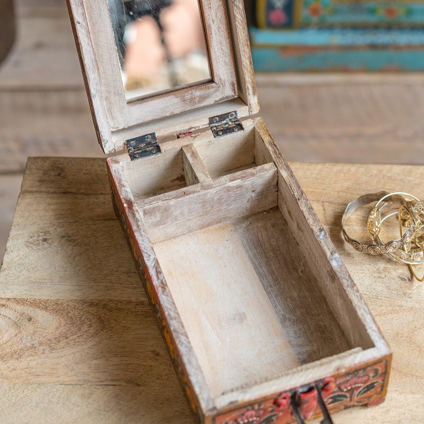 Vintage Hand Painted Mirror Jewellery Box - MRBOX1 - Uneeka
