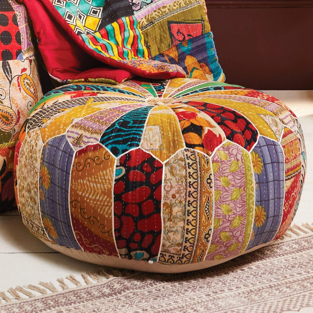 Vintage Kantha Stitch Pouffe - PO406 - Uneeka