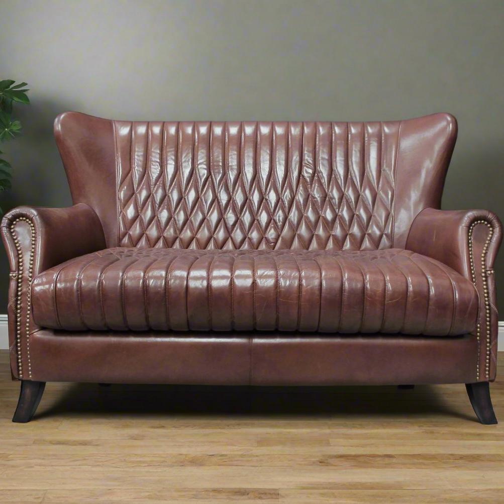 Vintage Leather 2 Seater Austin Sofa - TK018 - 2D - Uneeka