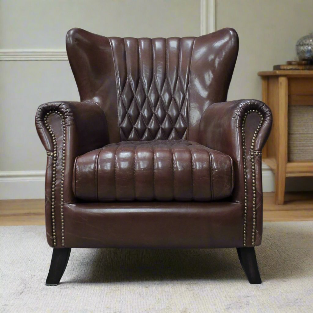 Vintage Leather Austin Armchair - TK018 - 1D - Uneeka