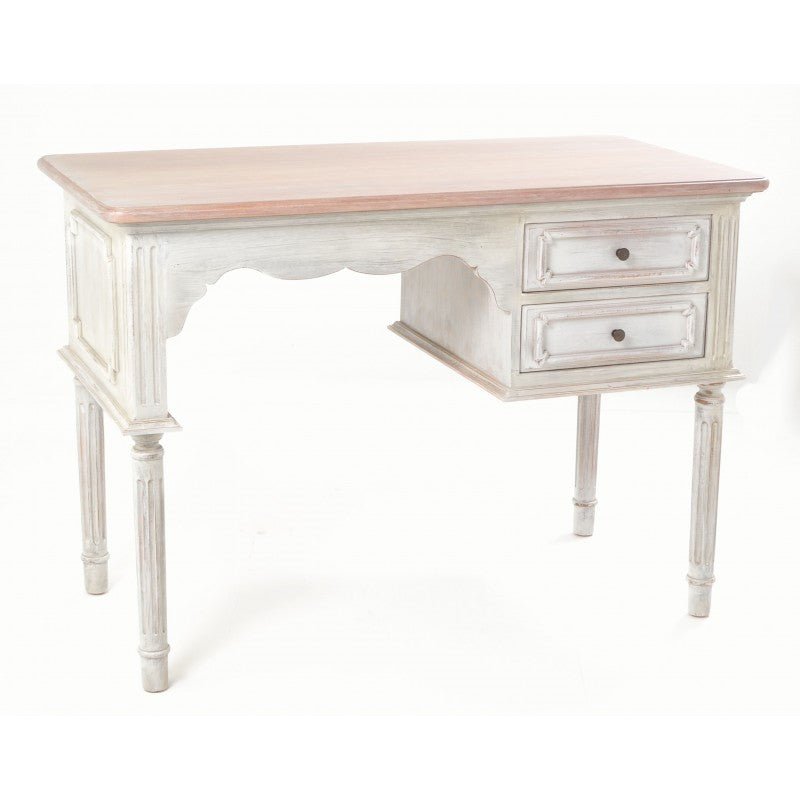 Vintage White Painted Mahogany Desk - VIN158 - Uneeka