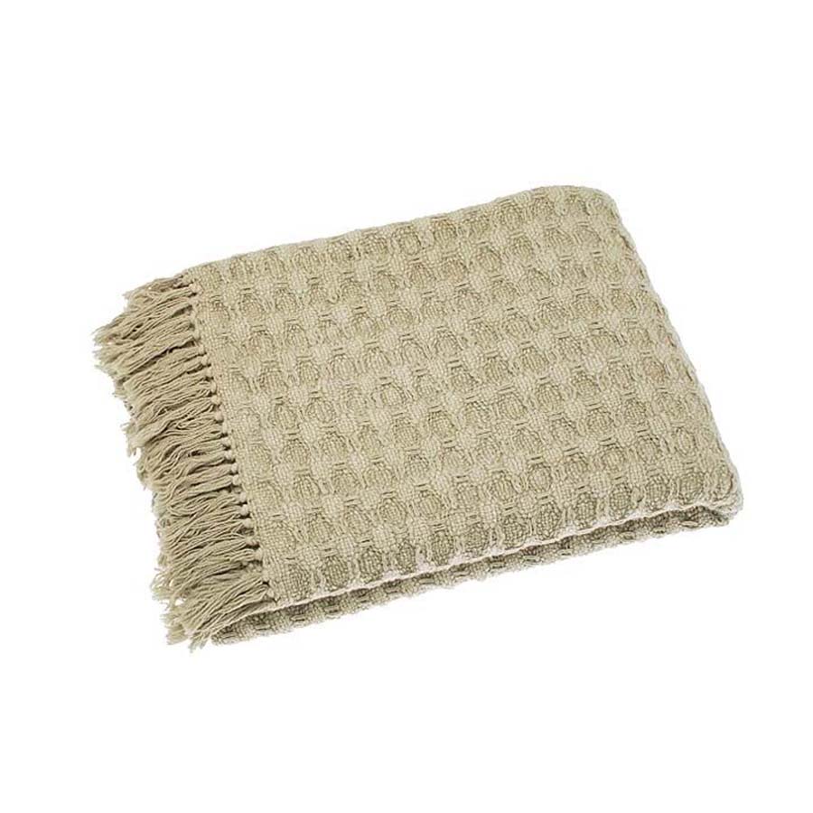 Waffle Cotton Throw with Knotted Tassels - AWTCWL - Uneeka