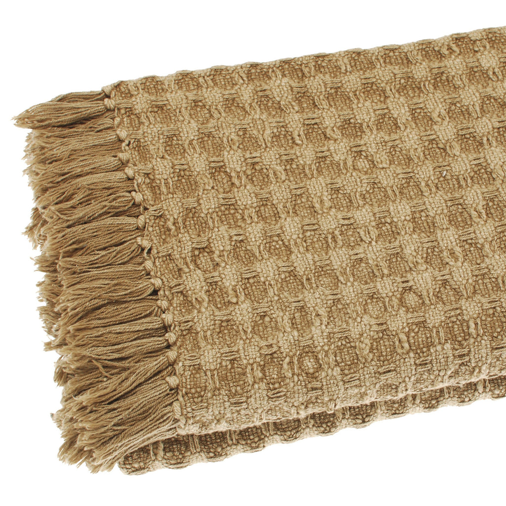 Waffle Cotton Throw with Knotted Tassels - AWTCWS - Uneeka