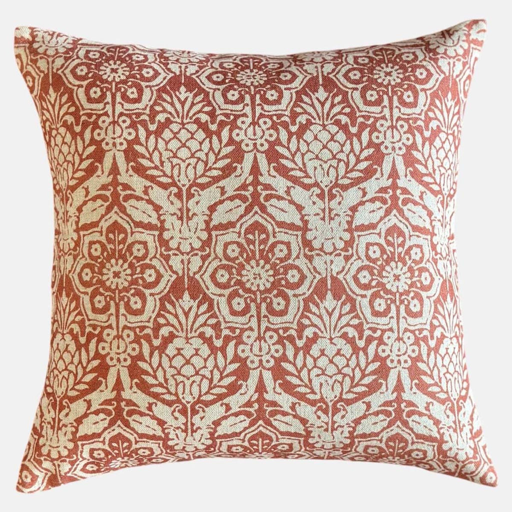 Warm Terracotta Block Print Pattern Cushion - CU0824/08 - Uneeka