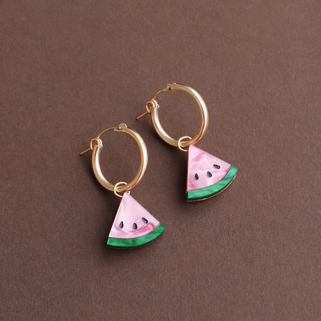 Watermelon Slice Gold Hoops - GC233701H - Uneeka