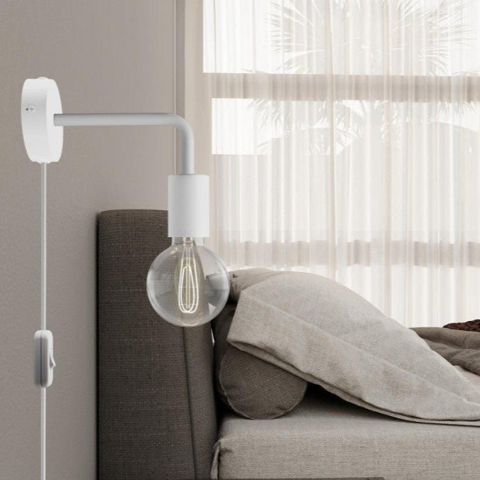 White Curved Wall Lamp With Plug - APM4FC2LVBOEXVBOINBRC01 - Uneeka