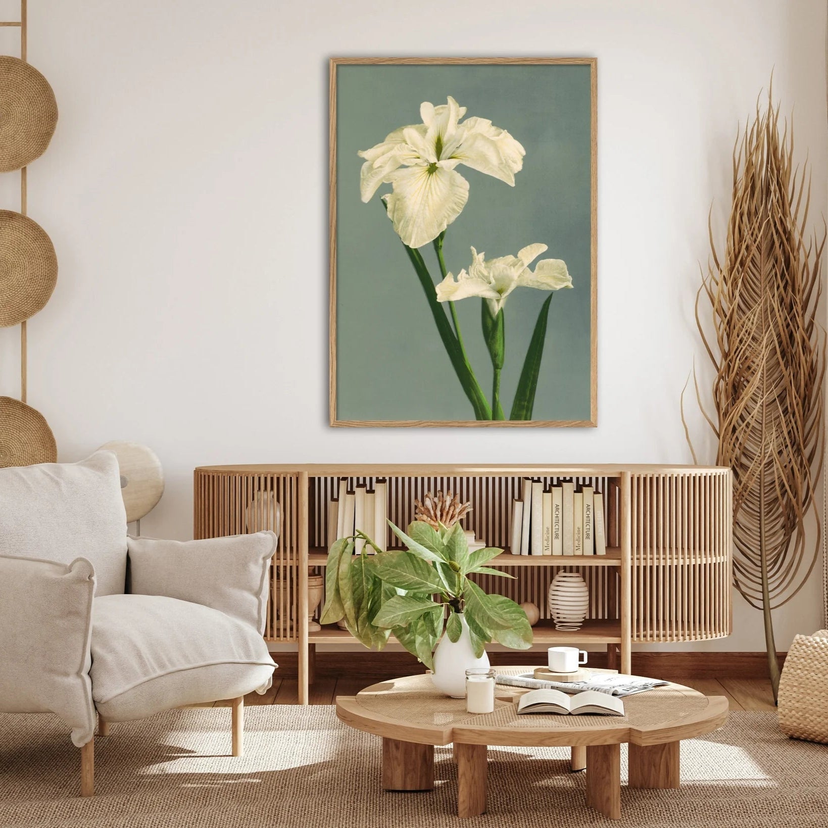 White Iris Laevigata Framed Art Print - BFG 50x70 9001 - Uneeka