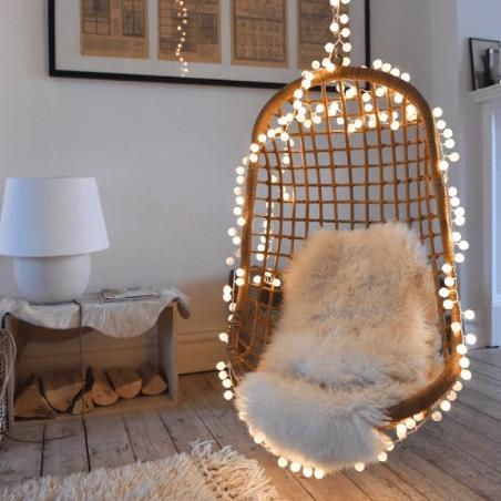 White Pom Pom String of Fairy Lights - LI922W - Uneeka